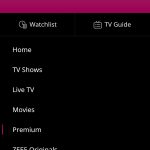 menu of zee tv application