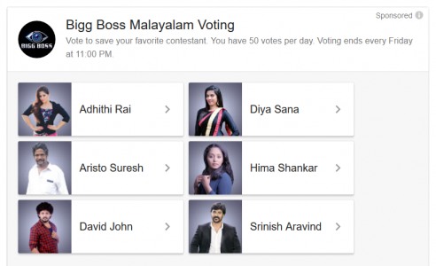 Bigg Boss Malayalam Voting