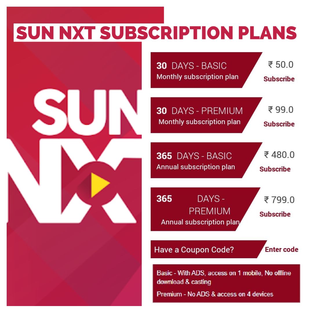 Activate Sun Nxt Free Subscription 2023 - Get Access to all shows and movies