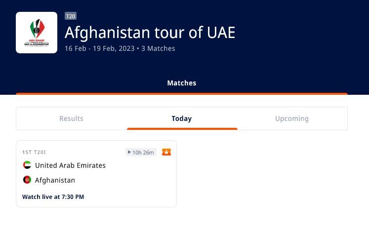Afghanistan Vs UAE T20I Series Live Streaming Available on FanCode - 16th to 19th February